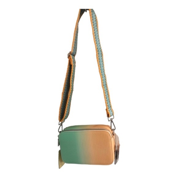 Vintage Havana perforated peach ombre   crochet adjustable strap crossbody bag‎ - Picture 13 of 15